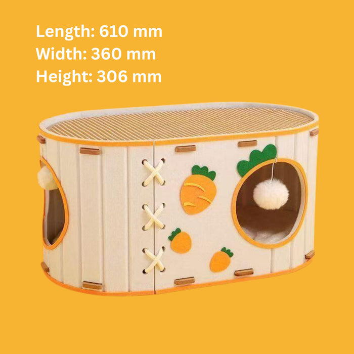 Double-Layer Cute Carrot Cat House | Cat Tunnel & Scratching Board